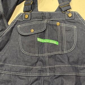 KEY Men's Relaxed Fit Denim Overalls - Dark Blue